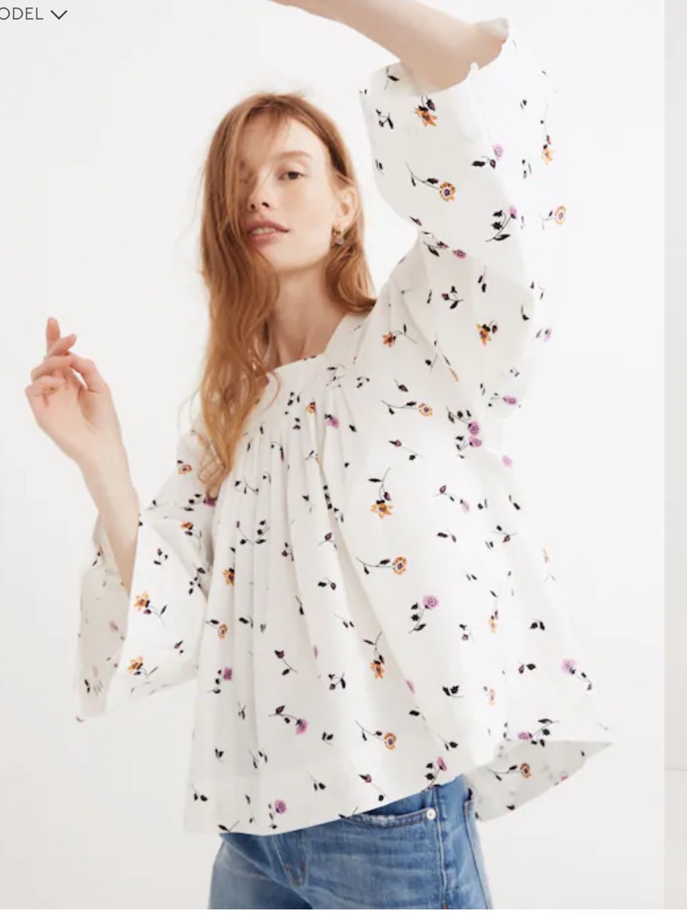 Madewell Square-Neck Top in Sweet Blossoms size M